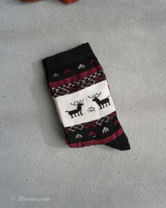 جوراب نخی طرح گوزن زنانه مشکی