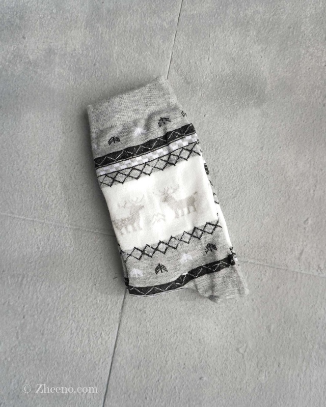 جوراب نخی طرح گوزن زنانه طوسی