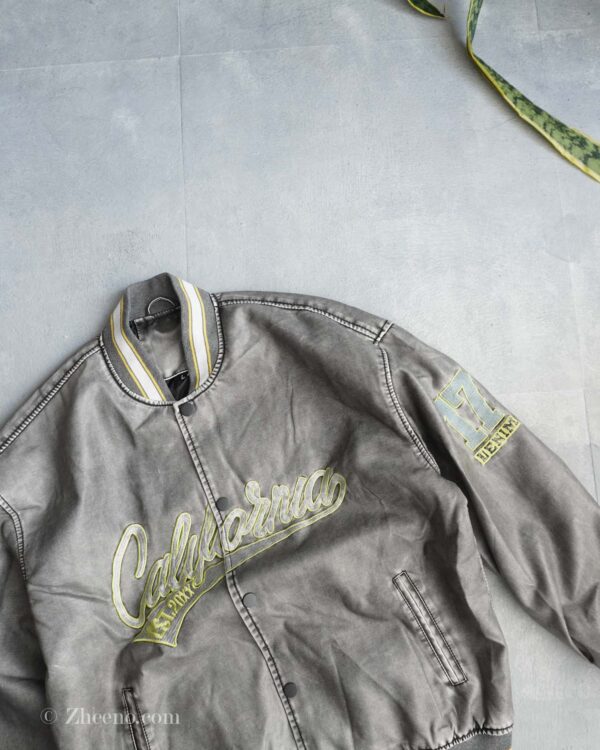 بامبر جکت چرم طرح دار Shein