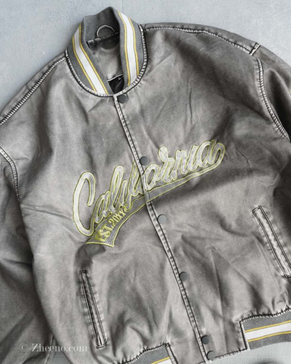 بامبر جکت چرم طرح دار Shein