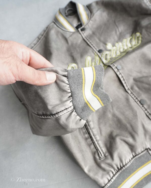 بامبر جکت چرم طرح دار Shein