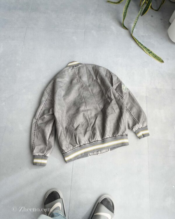 بامبر جکت چرم طرح دار Shein