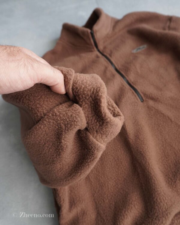 نیم زیپ کرکی قهوه ای ساده Shein