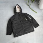 جکت کلاه دار مشکی کرم Shein