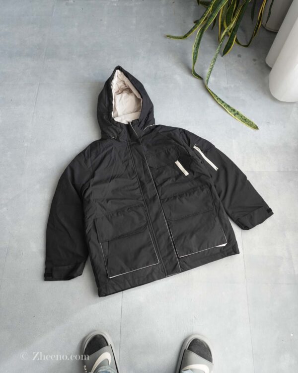 جکت کلاه دار مشکی کرم Shein