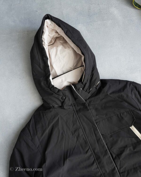 جکت کلاه دار مشکی کرم Shein