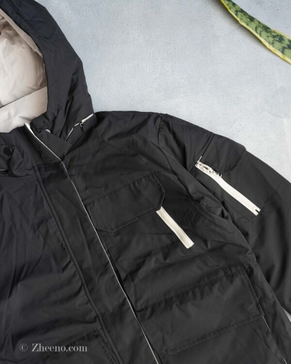 جکت کلاه دار مشکی کرم Shein