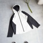 جکت کلاه دار دورنگ طوسی مشکی