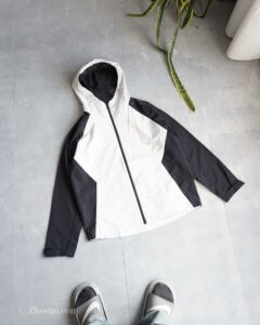 جکت کلاه دار دورنگ طوسی مشکی