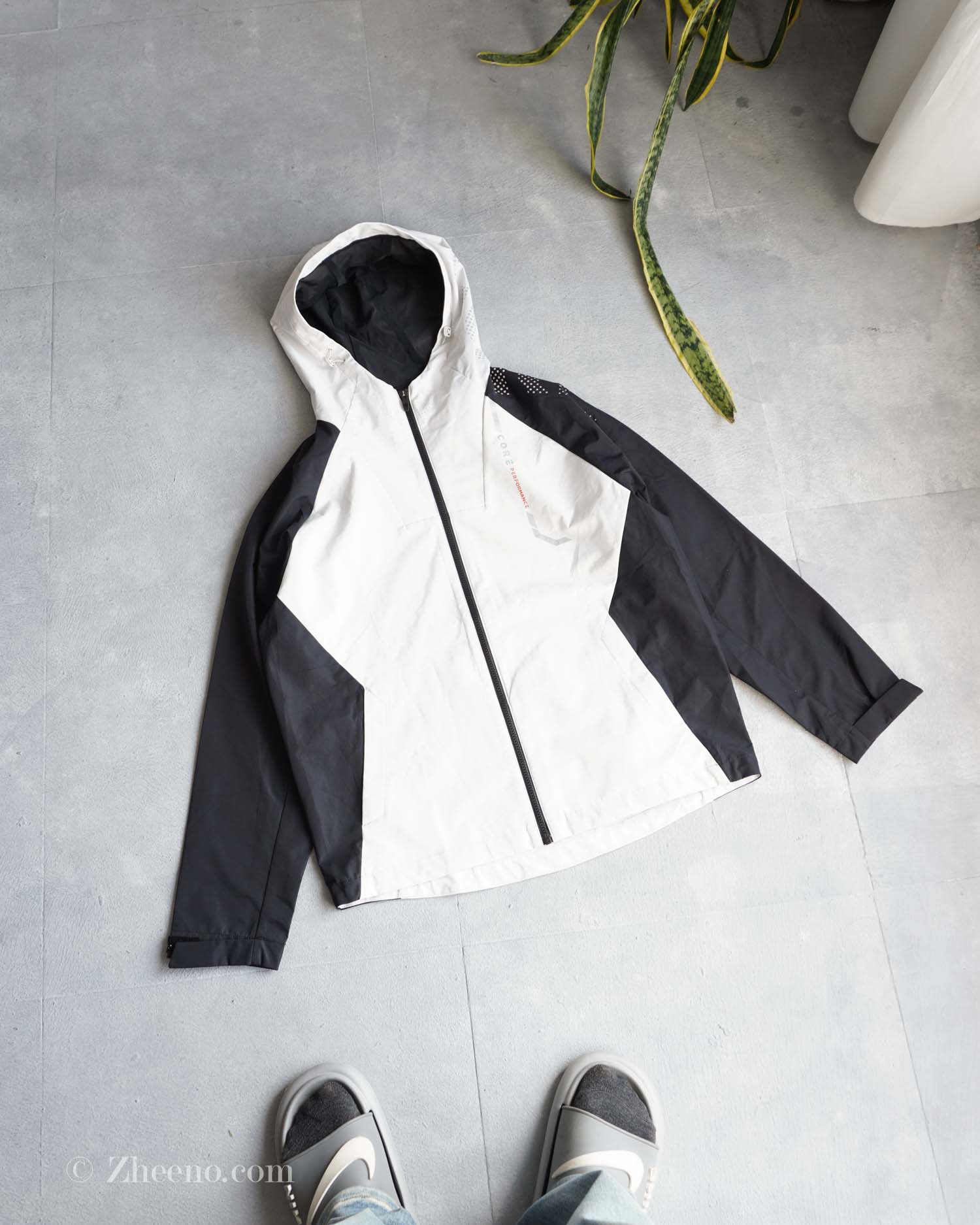 جکت کلاه دار دورنگ طوسی مشکی