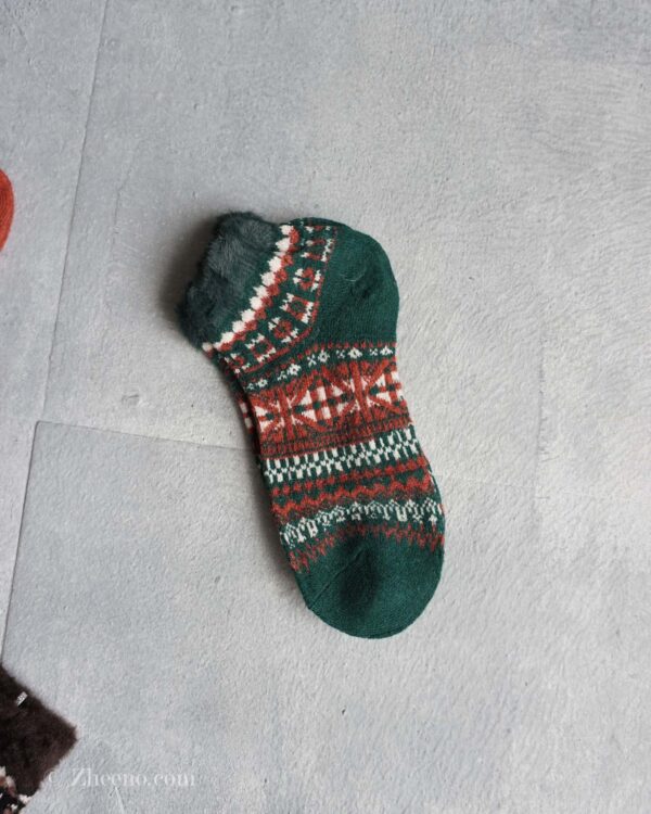 جوراب مچی پشمی زنانه طرحدار سبز