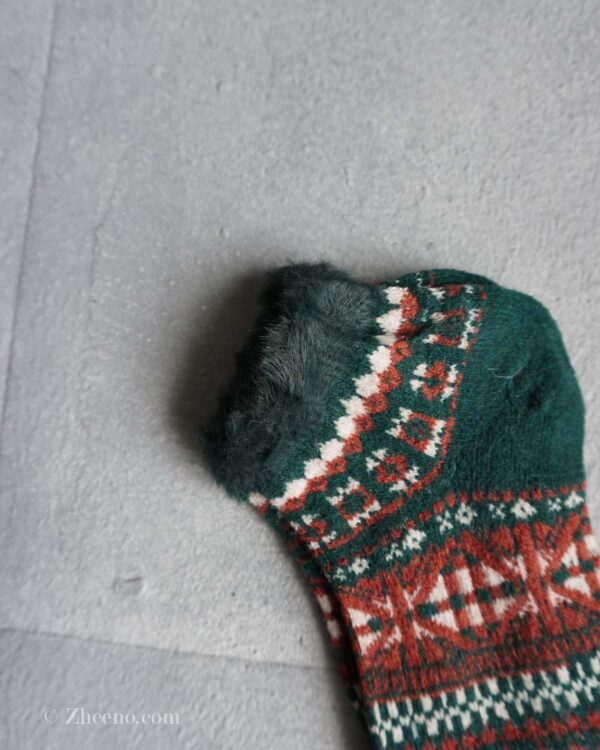 جوراب مچی پشمی زنانه طرحدار سبز