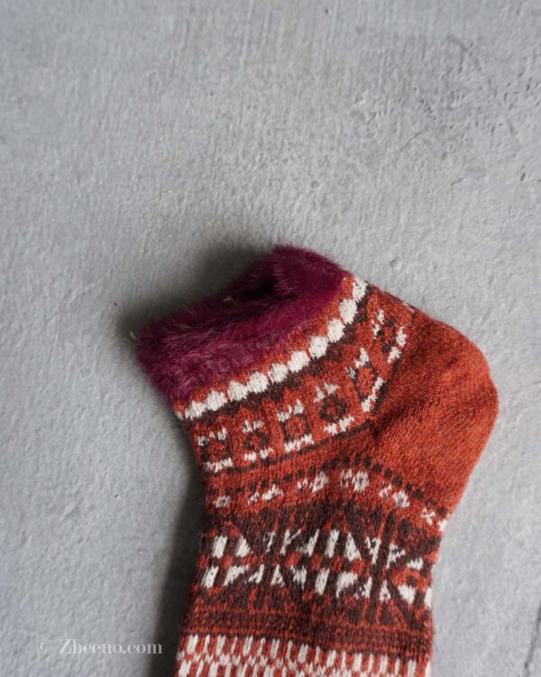 جوراب مچی پشمی زنانه طرحدار نارنجی