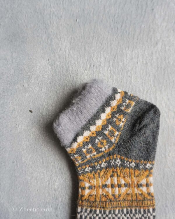 جوراب مچی پشمی زنانه طرحدار طوسی