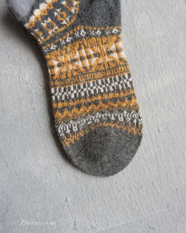 جوراب مچی پشمی زنانه طرحدار طوسی