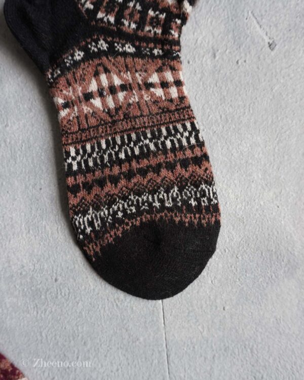 جوراب مچی پشمی زنانه طرحدار مشکی
