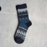 جوراب پشمی مردانه طرحدار سرمه ای