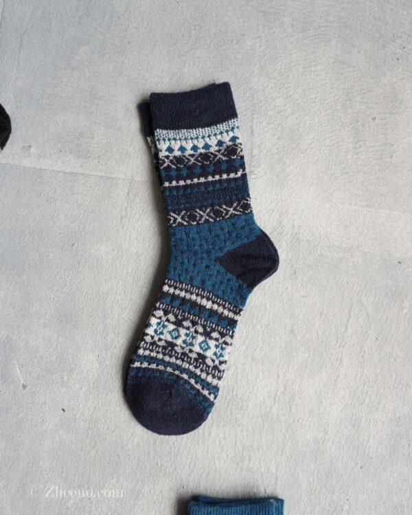 جوراب پشمی مردانه طرحدار سرمه ای