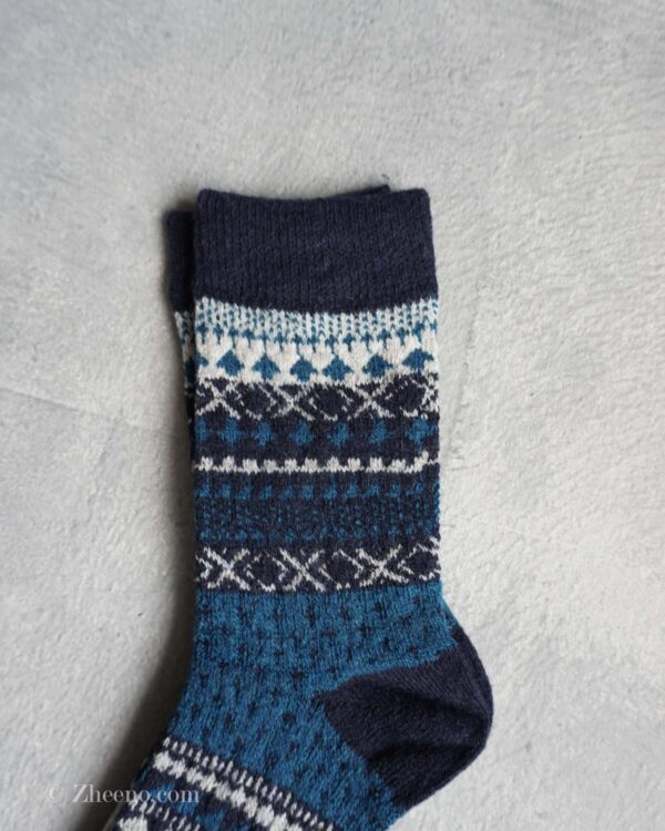 جوراب پشمی مردانه طرحدار سرمه ای