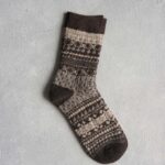 جوراب پشمی مردانه طرحدار قهوه ای