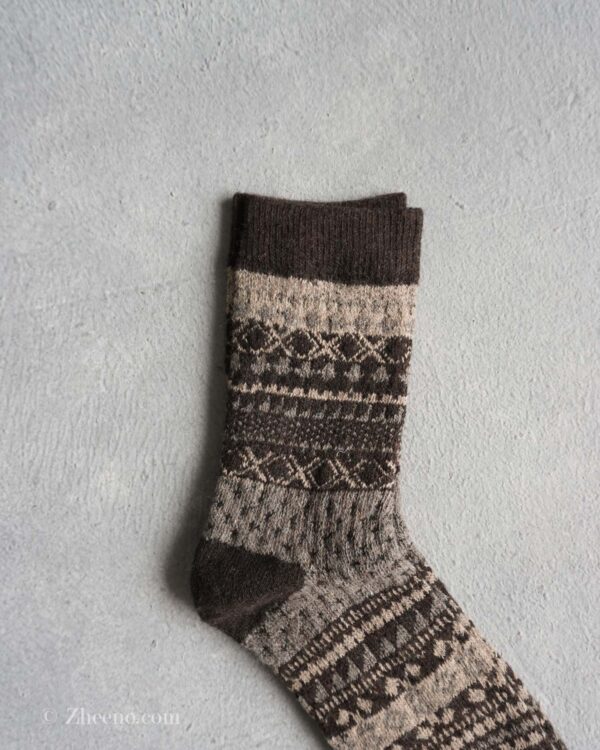 جوراب پشمی مردانه طرحدار قهوه ای