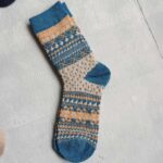 جوراب پشمی مردانه طرحدار آبی