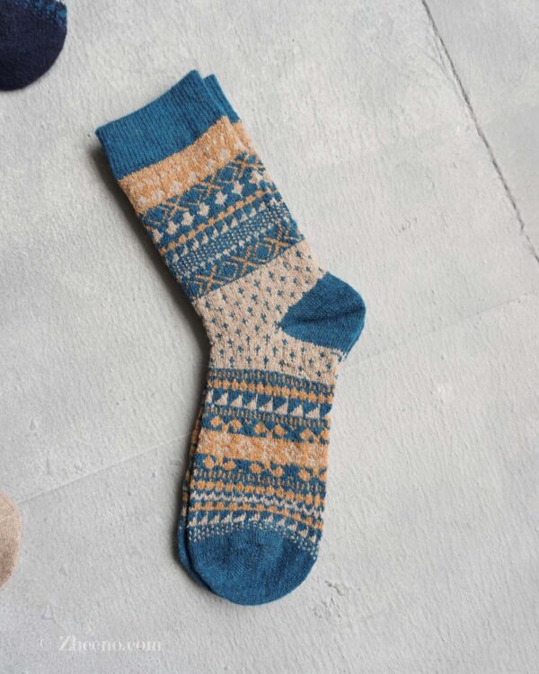 جوراب پشمی مردانه طرحدار آبی