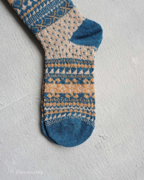 جوراب پشمی مردانه طرحدار آبی