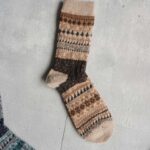 جوراب پشمی مردانه طرحدار خاکی