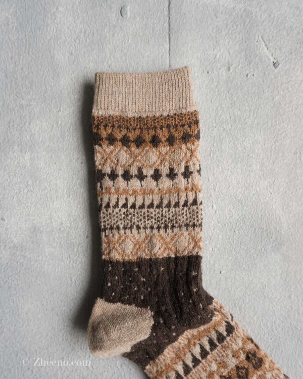 جوراب پشمی مردانه طرحدار خاکی