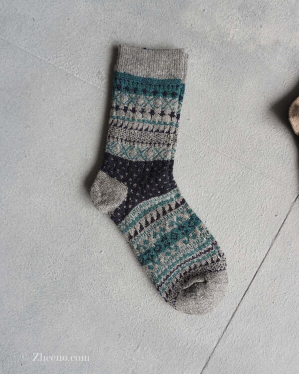 جوراب پشمی مردانه طرحدار طوسی