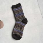 جوراب پشمی مردانه مشکی طرح لوزی