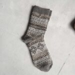 جوراب پشمی مردانه طوسی 2 طرح لوزی