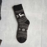 جوراب پشمی وینتیج ضخیم مشکی گوزن 2