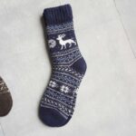 جوراب پشمی وینتیج ضخیم سرمه ای گوزن 2