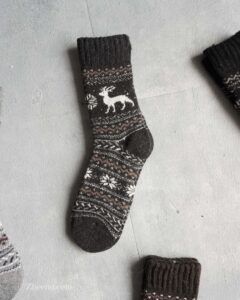 جوراب پشمی وینتیج ضخیم نوک مدادی گوزن 2