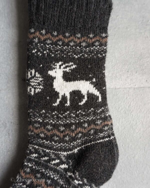 جوراب پشمی وینتیج ضخیم نوک مدادی گوزن 2