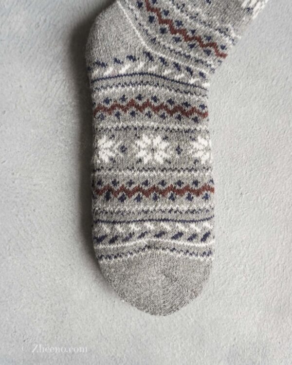 جوراب پشمی وینتیج ضخیم طوسی گوزن 2