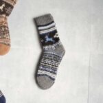 جوراب پشمی وینتیج ضخیم طوسی مشکی گوزن 3