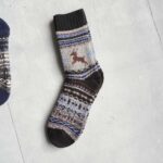 جوراب پشمی وینتیج ضخیم مشکی طوسی گوزن 3