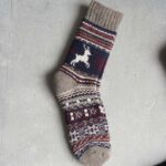 جوراب پشمی وینتیج ضخیم طوسی سرمه ای گوزن 3