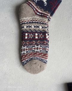 جوراب پشمی وینتیج ضخیم طوسی سرمه ای گوزن 3