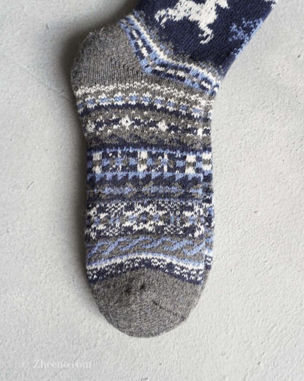 جوراب پشمی وینتیج ضخیم طوسی گوزن 3