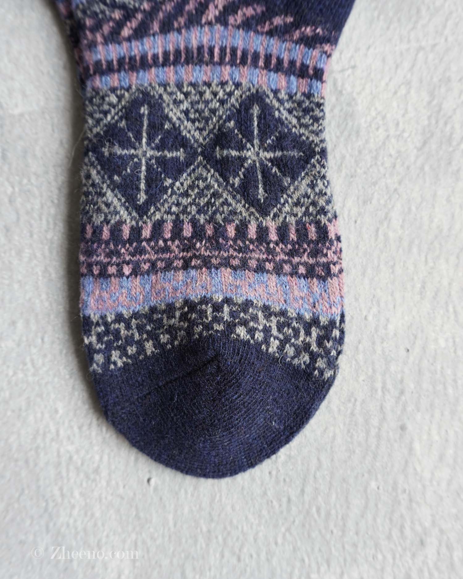 جوراب مچی پشمی زنانه طرحدار بنفش