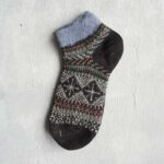 جوراب مچی پشمی زنانه طرحدار مشکی