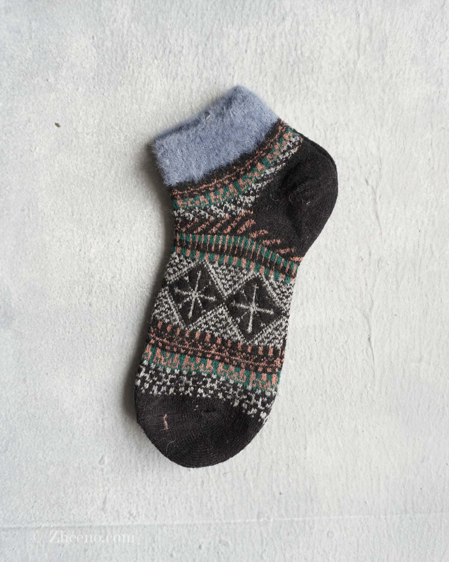 جوراب مچی پشمی زنانه طرحدار مشکی