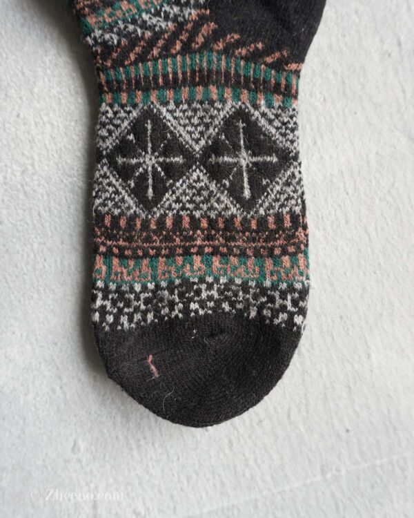 جوراب مچی پشمی زنانه طرحدار مشکی