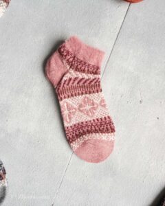 جوراب مچی پشمی زنانه طرحدار صورتی