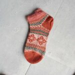 جوراب مچی پشمی زنانه طرحدار نارنجی