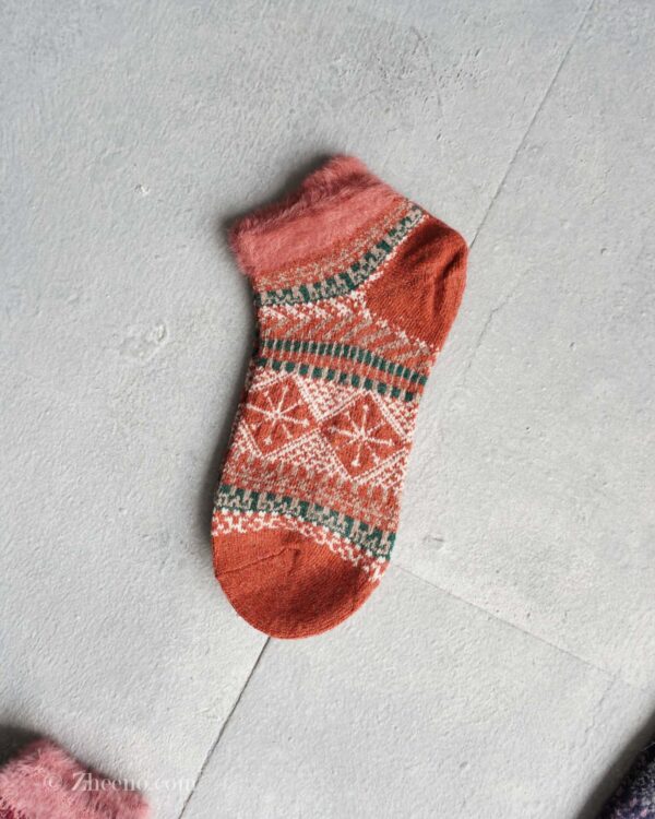 جوراب مچی پشمی زنانه طرحدار نارنجی